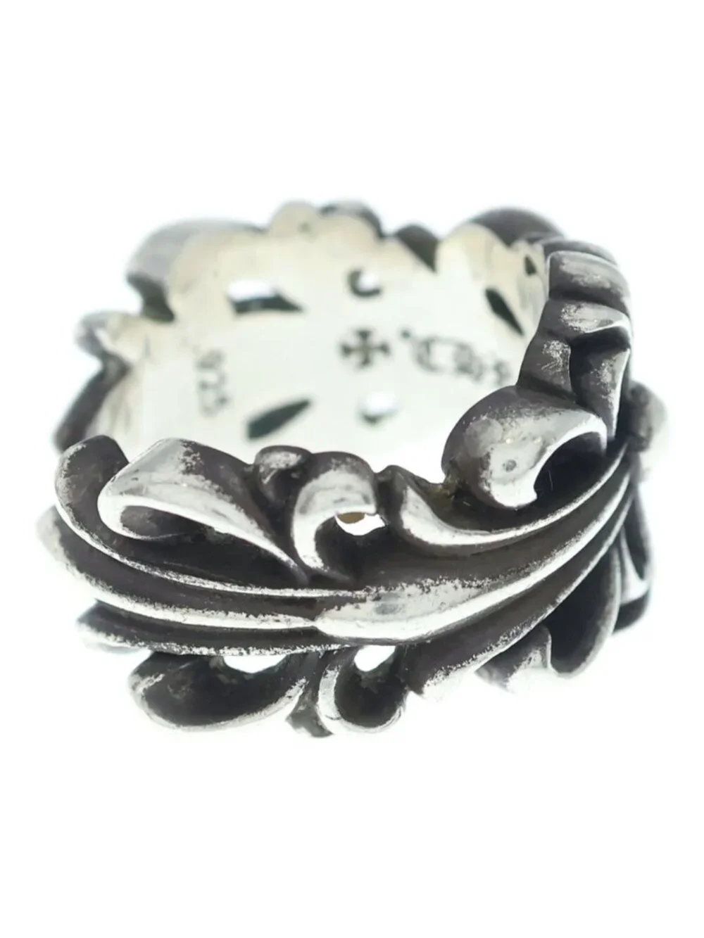Chrome Hearts Dbl Flrl Crs Double Floral Cross Ring Silver